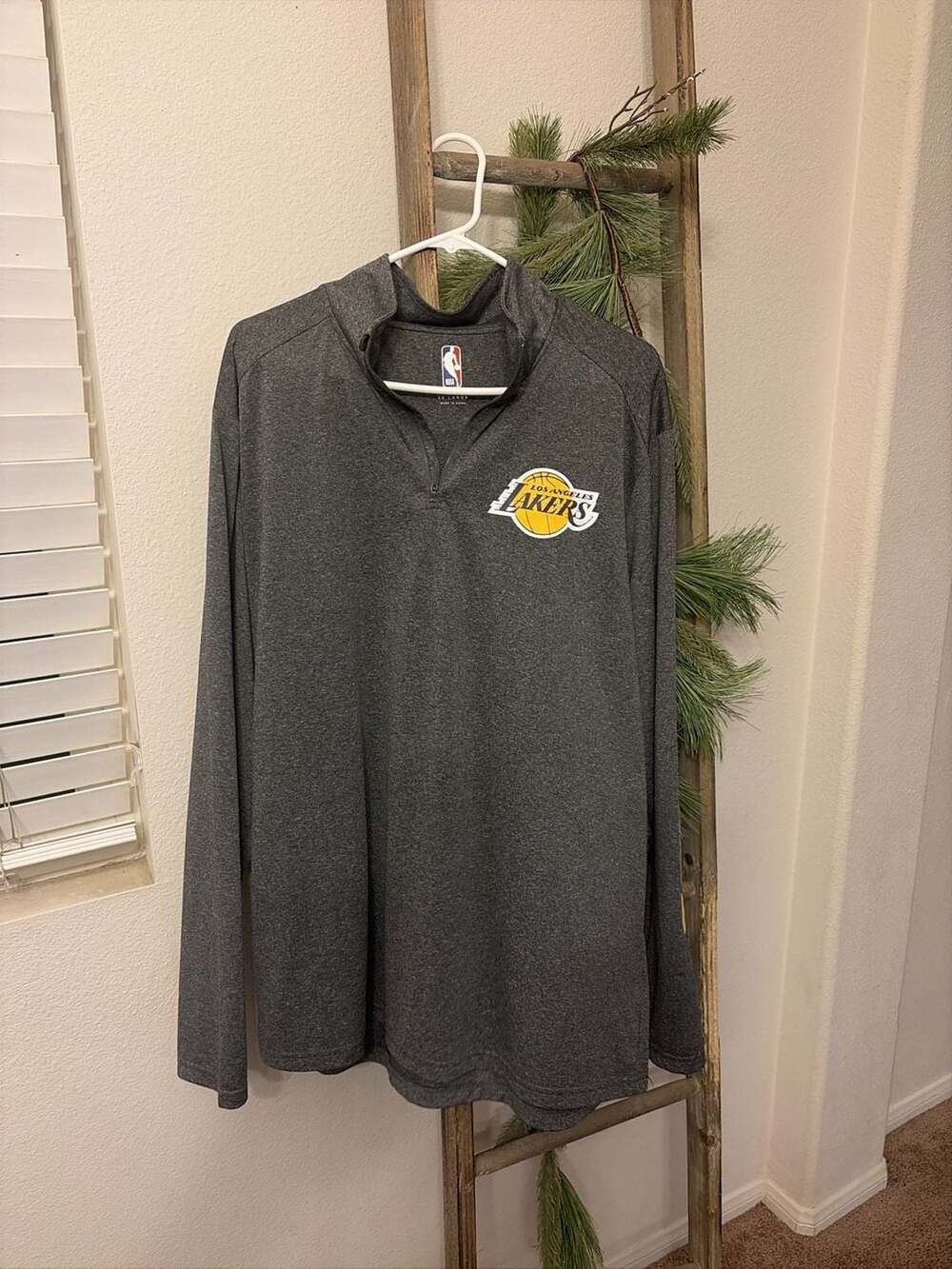 Men’s NBA Los Angeles Lakers 1/4 Zip Pullover Gray 2X Large
